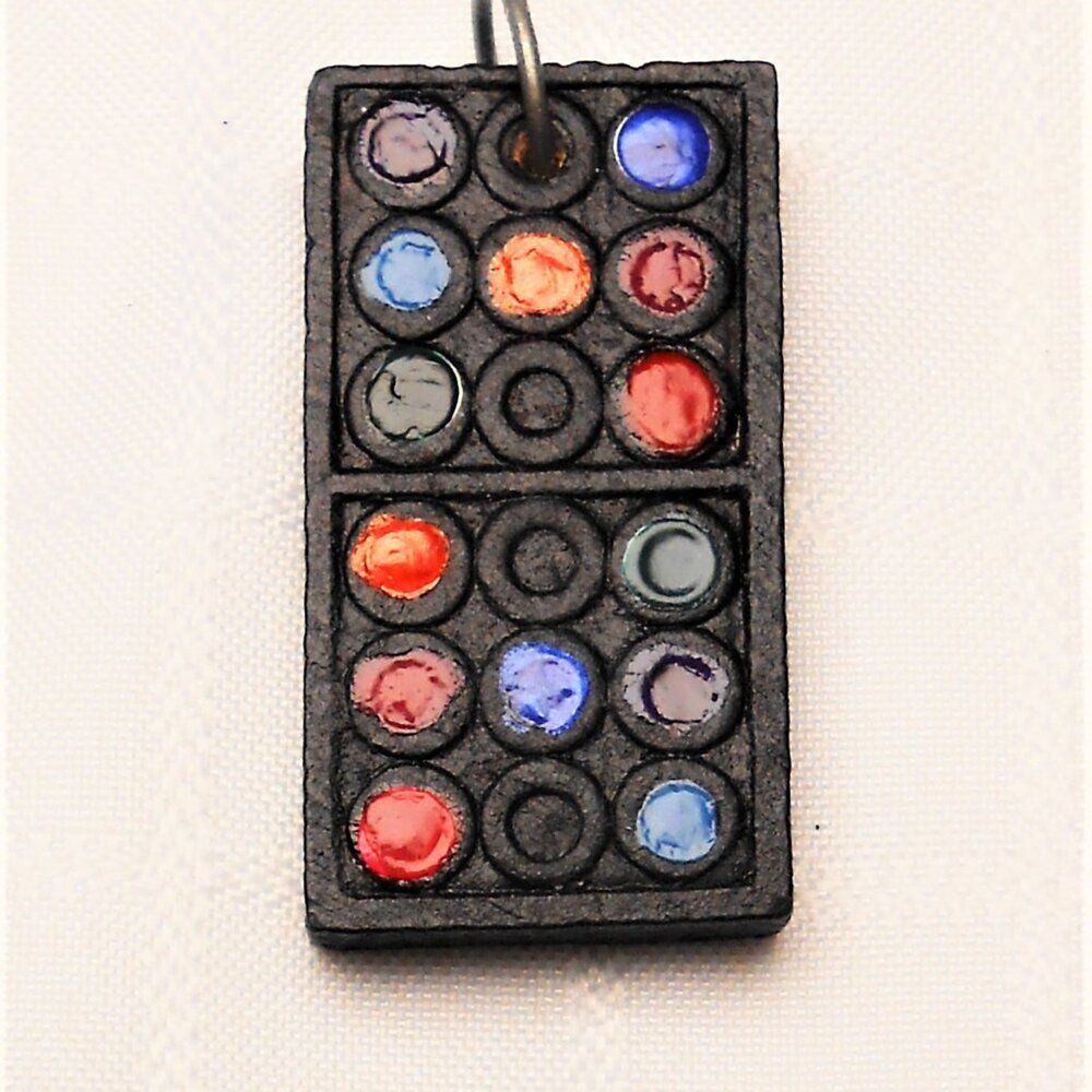 No.4. Two seven dots handmade  dominos tiles pendants